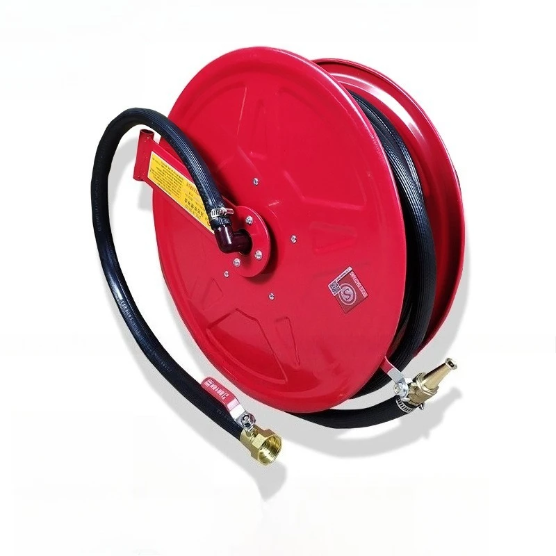2025 Fire hose reel with thickened extra-thick water hose rotating reel 20 meters 25 PVC rubber