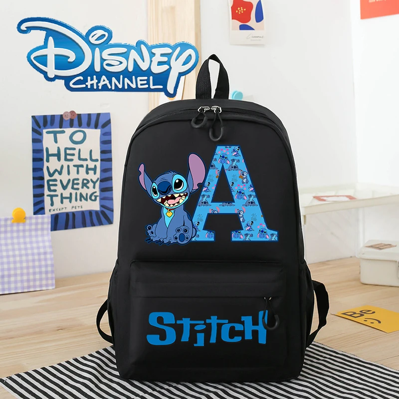 Disney Stitch Backpack Letter Print Boys Girls Large Capacity Storage for Stationery Books Bag Washable Unisex Cool Travel Bags