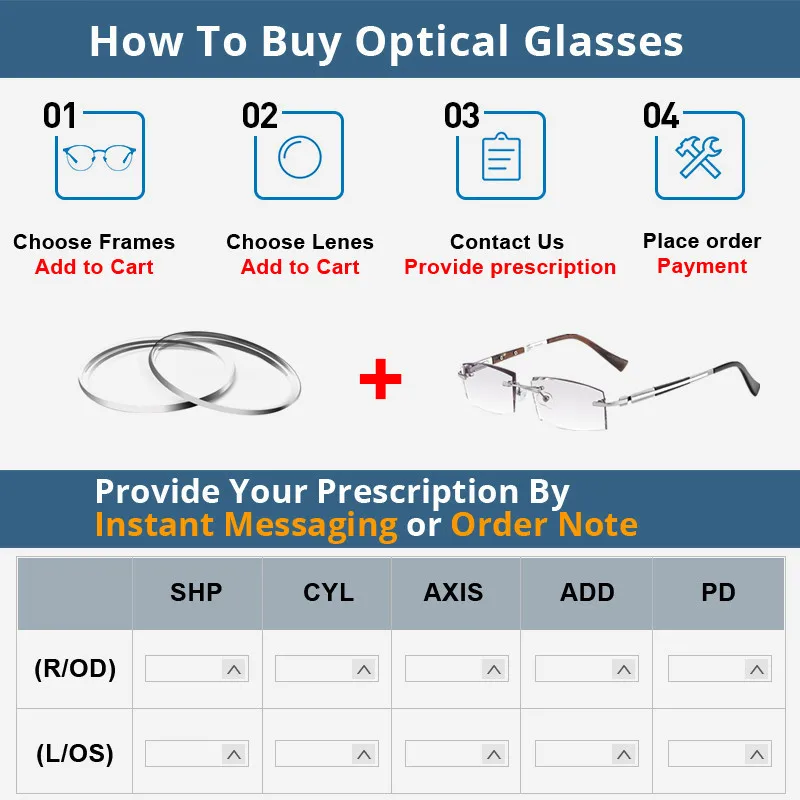 Titanium Alloy Fashion Men's Rhinestone Color Lens Flat Lens Trend Business Rimless Prescription Glasses Anti-Blue Light