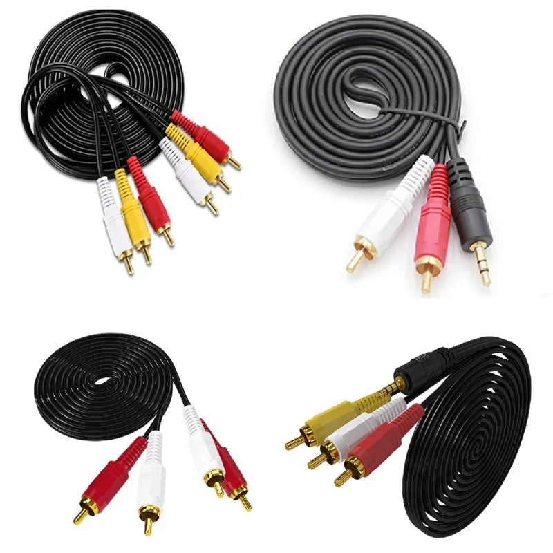 2RCA to 2RCA set-top box connection cable 3 RCA Male To RCA Plug Splitter 3RCA Adapter Cable Audio TV DVD Video Adapter AV Cable