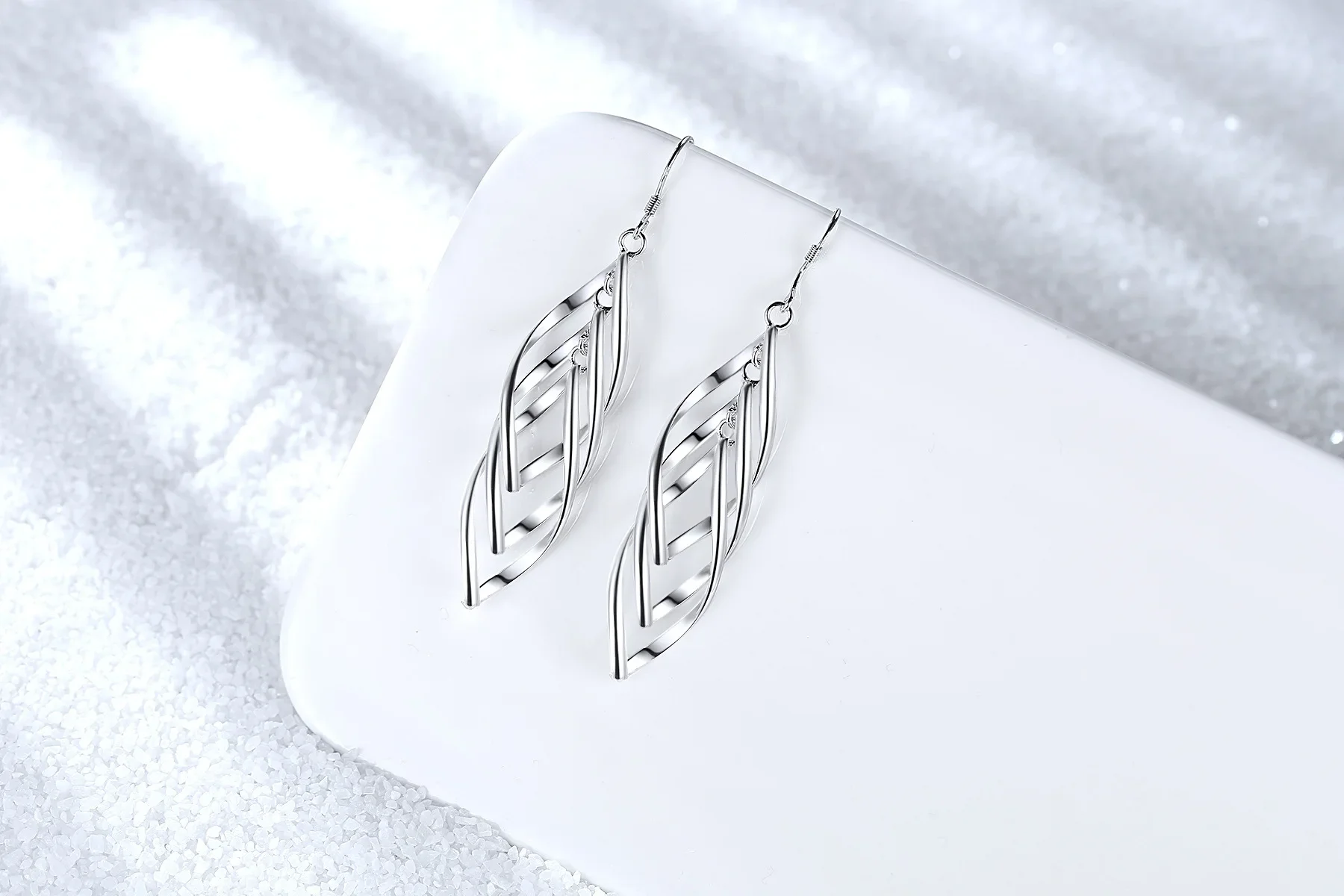 Classic Silver Needle Drop Earrings For Women silver Long Tassel Multi-layer Twisted Wave Earrings Oorbellen Brincos Pendientes