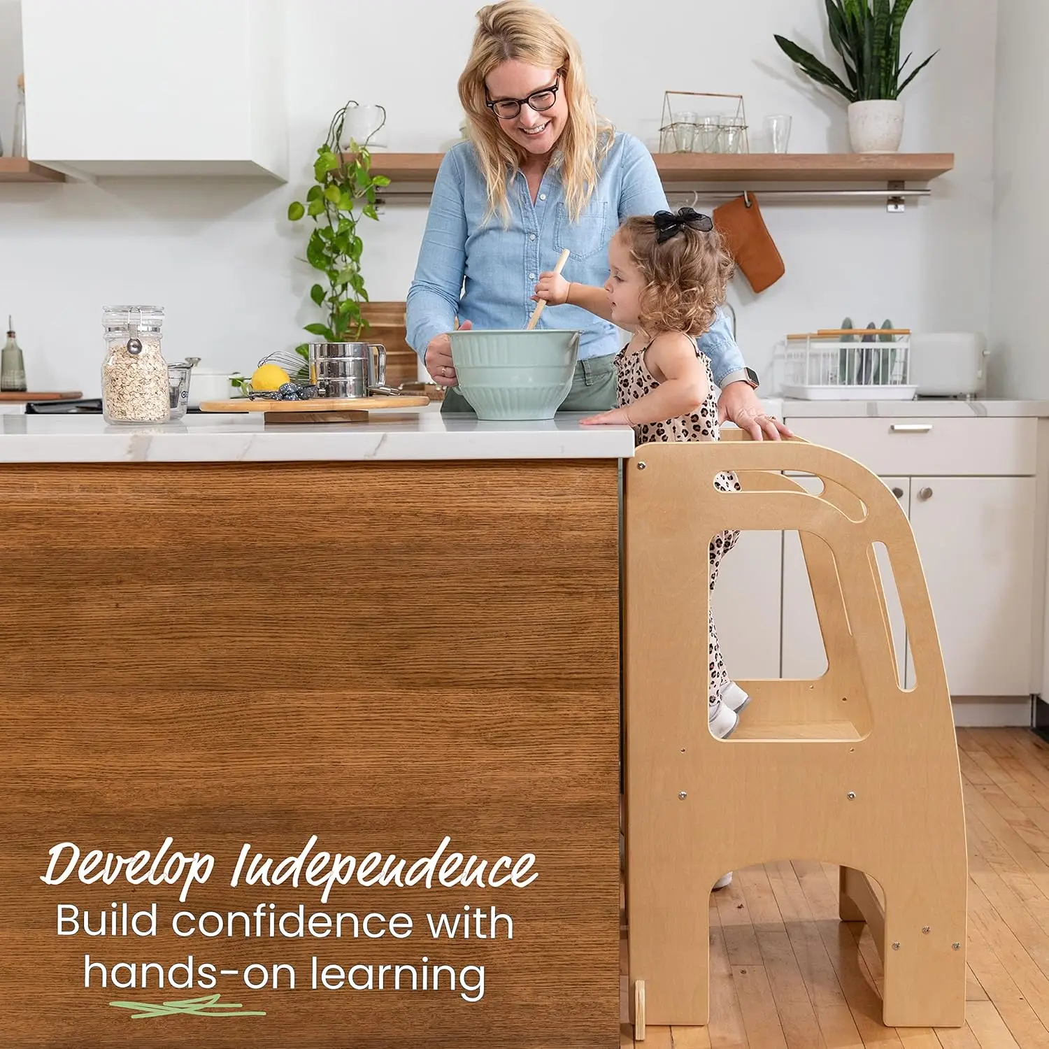 Chef's Helper Kitchen Tower, Natural Step Stool