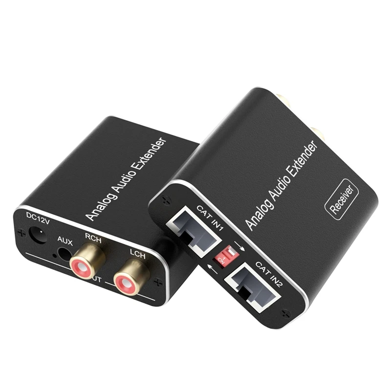 

3.5Mm RCA Analog Audio Extender Support 1640FT Max Signal Extension, Dual CAT Cable Ports For Phone/ MP3/ Blu-Ray Player