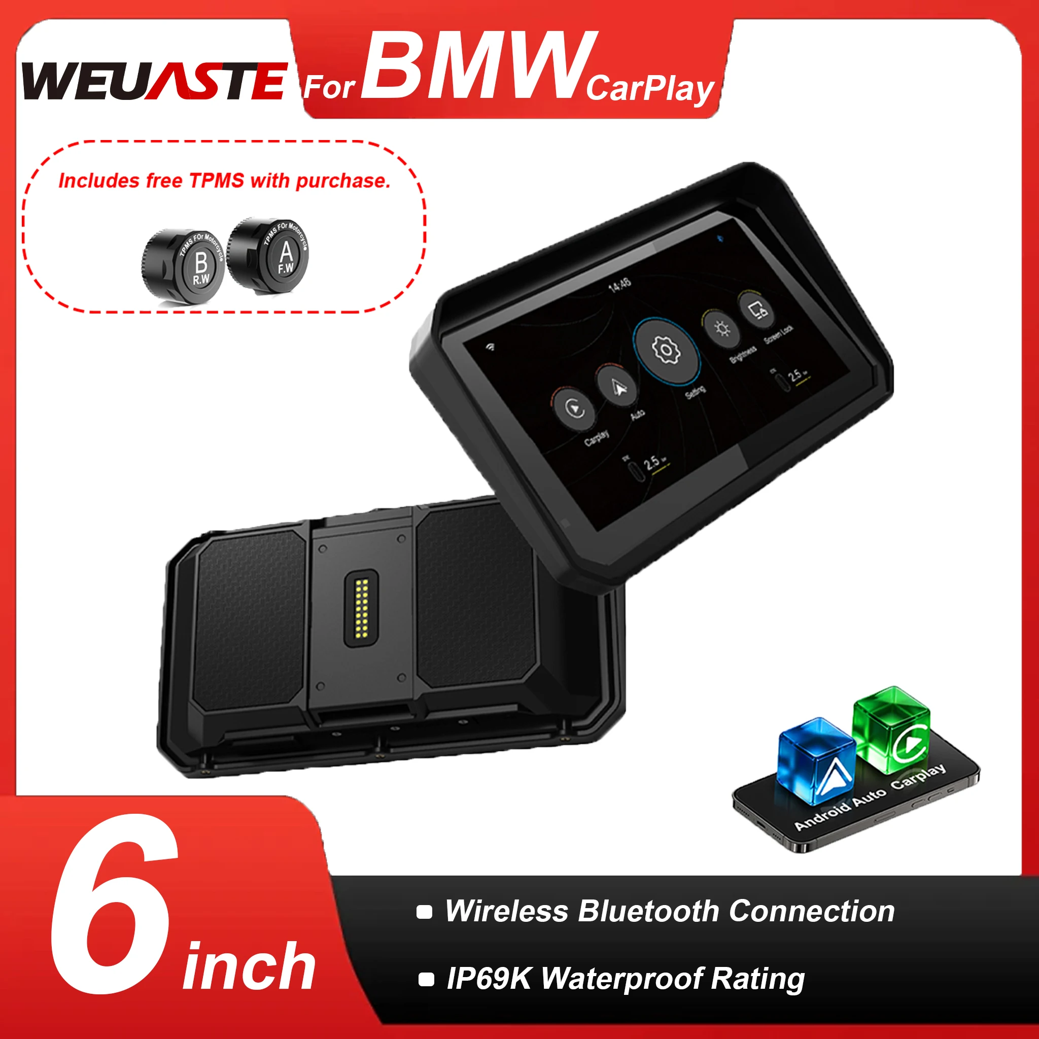 WEUASTE GPS Navigation Motorcycle Wireless CarPlay Android Dashboard Accessory For BMW R1200GS R1250GS S1000XR R1300GS