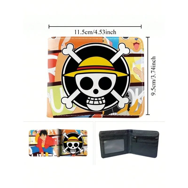 Cartera de una pieza Cartera de anime a todo color Cartera corta plegable de una pieza Luffy Monedero Tarjetero