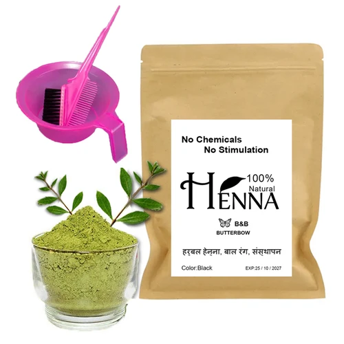 Imagen 2 del producto Polvo de Henna de planta pura india, tinte para el cabello negro, marrón oscuro, cubierta de cabello blanco, herramienta de teñido de cabello índigo, peine de tazón, 100g