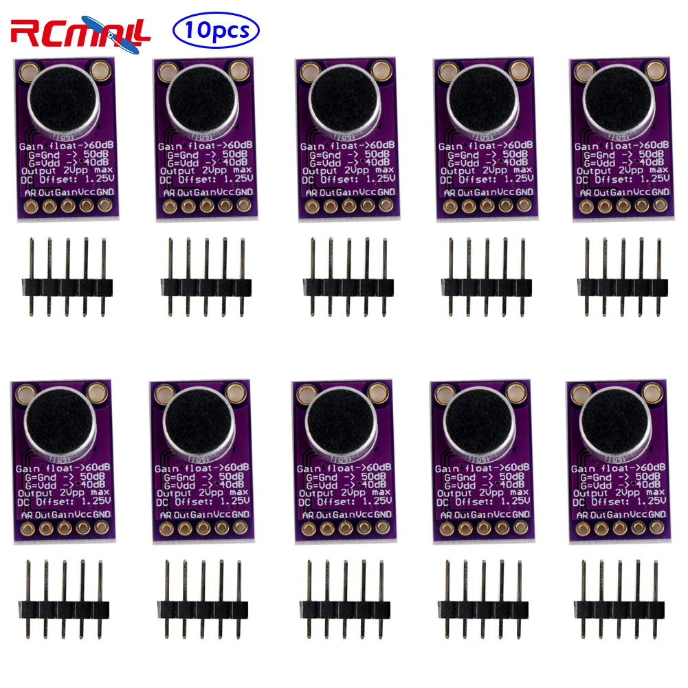 

RCmall 10PCS Electret Microphone Amplifier Stable MAX9814 Auto Gain Control for Arduino