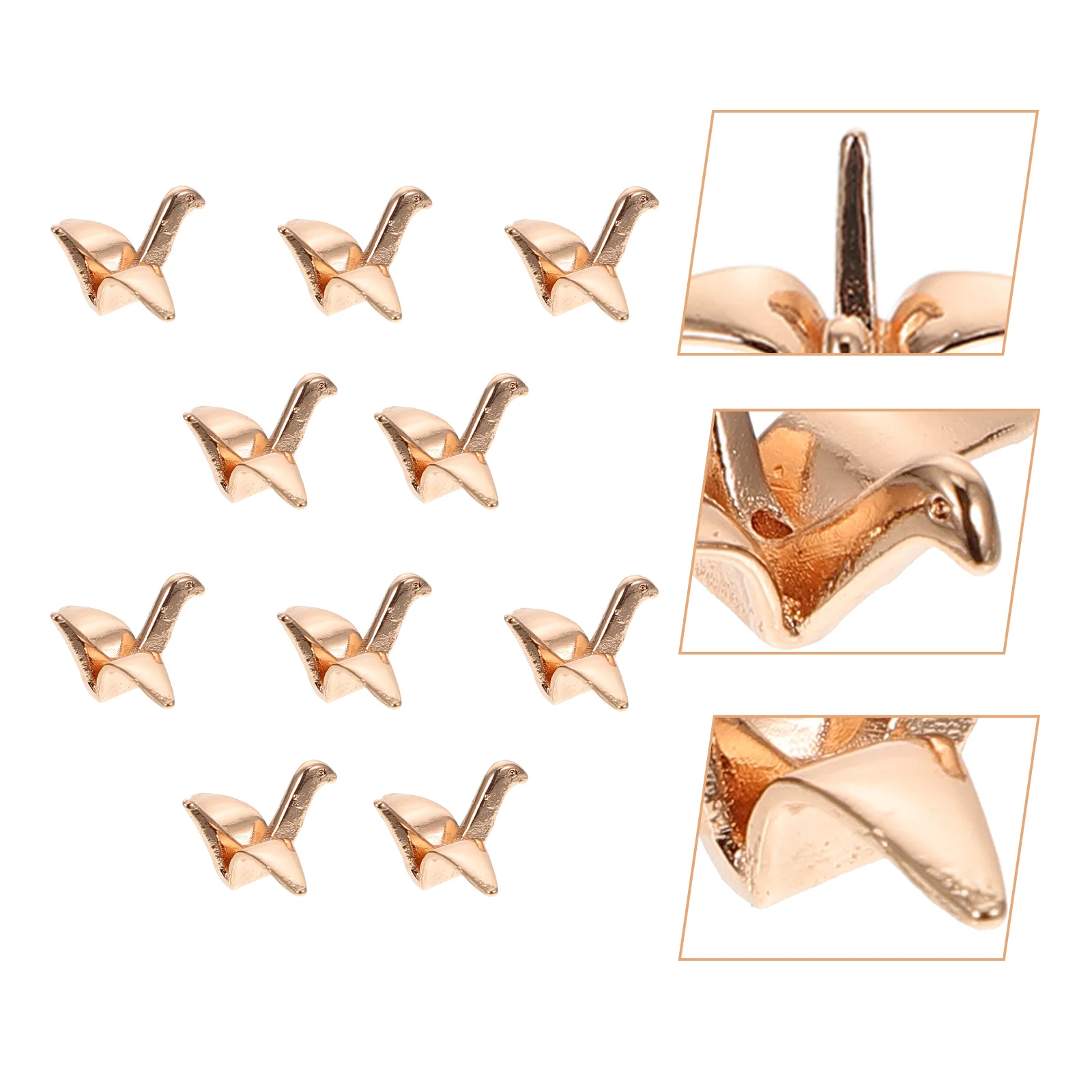 10 Pcs Paper Crane Pendant Festival Hairpins Charms DIY Clip Children Necklace Stick Headwear Copper Handicraft Accessories