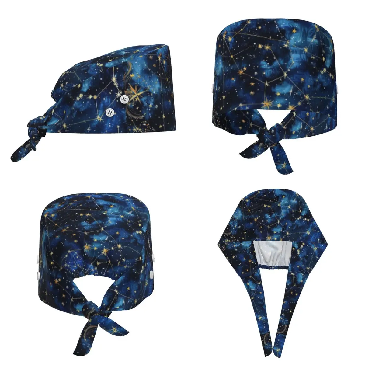 Vintage Astronomy Celestial Bodies Scrub Hat Doctor Working Surgical Cap Unisex Adjustable Nursing Caps for Dentist
