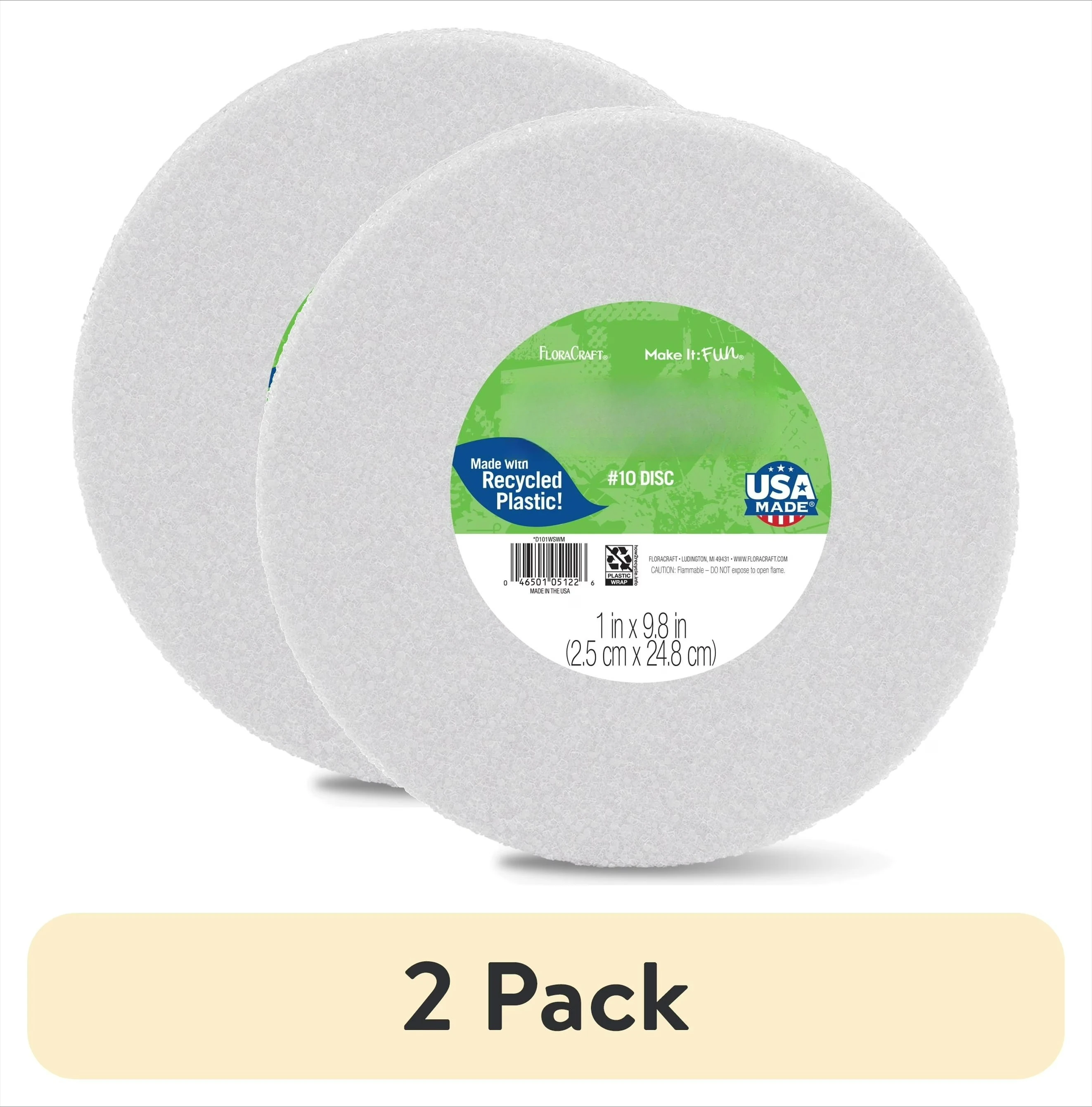 

Набор из 2-х дисков из пенопласта для творчества, 1 дюйм x 9,8 дюймов, белые