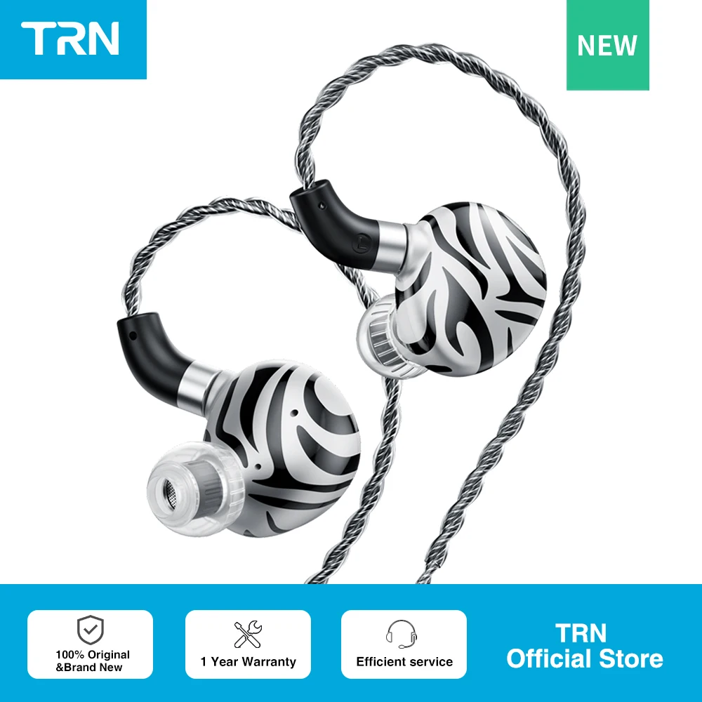 TRN New White Tiger In Ear Earphones Hybrid Dual Dynamic Driver + Planar Diaphragm Headphones