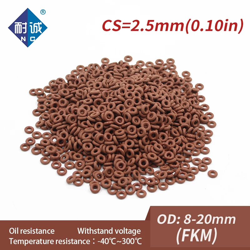 5 sztuk/partia gumy fluorowej pierścień brązowy FKM Oring Seal OD8/9/10/11/12/13/14/15/16/17/18/19/20*2.5mm o-ring uszczelka uszczelki oleju