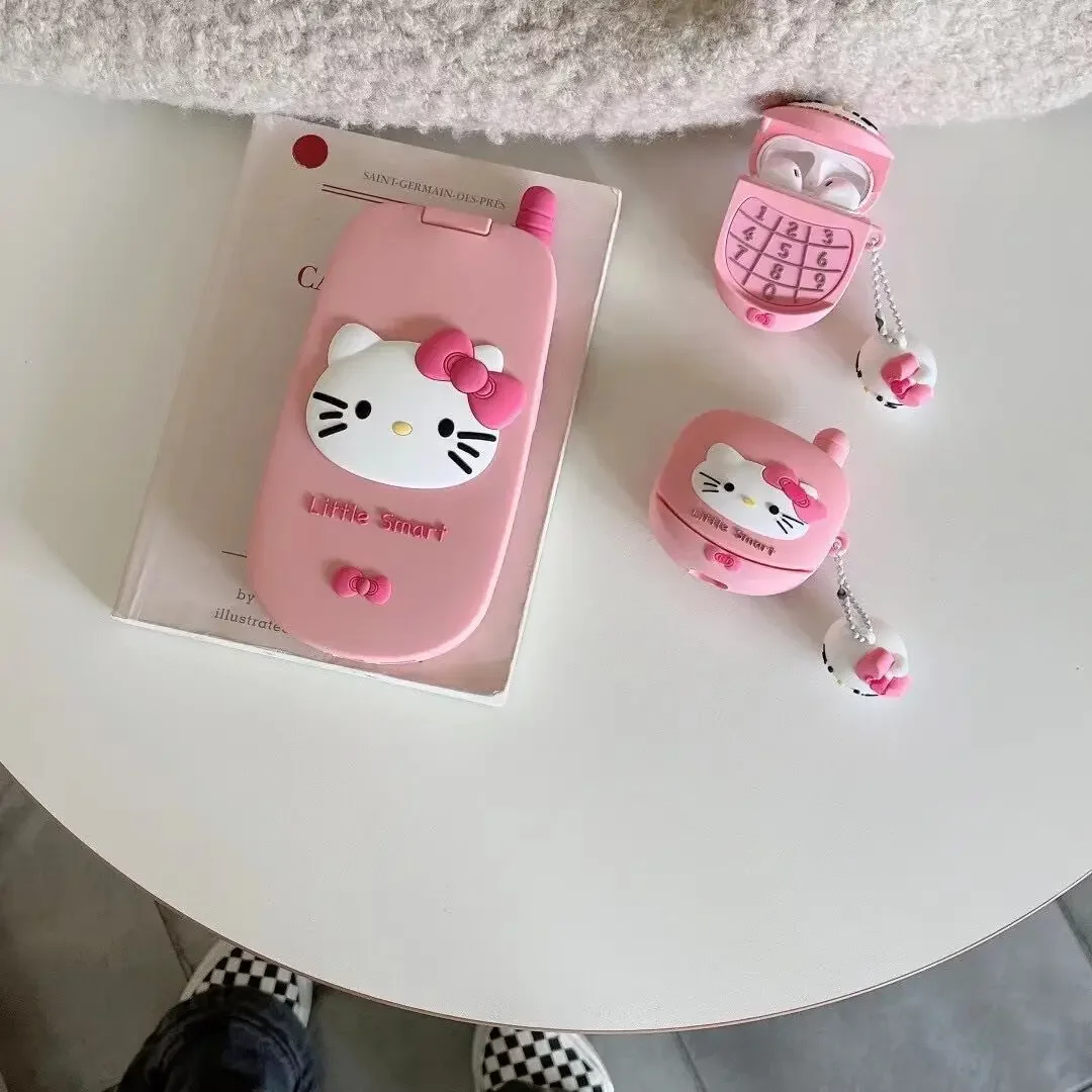 Hello Kitty Flip Cover with Mirror IPhone15 Silicone Phone Case IPhone Various Types Kawaii