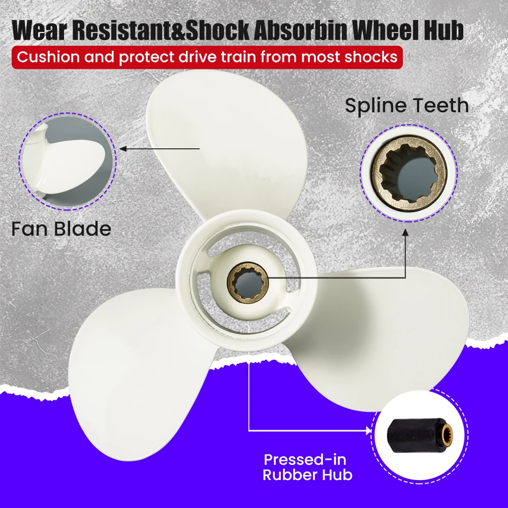 Outboard Propeller For Yamaha 20hp 25hp 30hp F25 9 7/8 *13 Boat Aluminum Alloy Screw 3 Blade 10 Spline Marine Engine