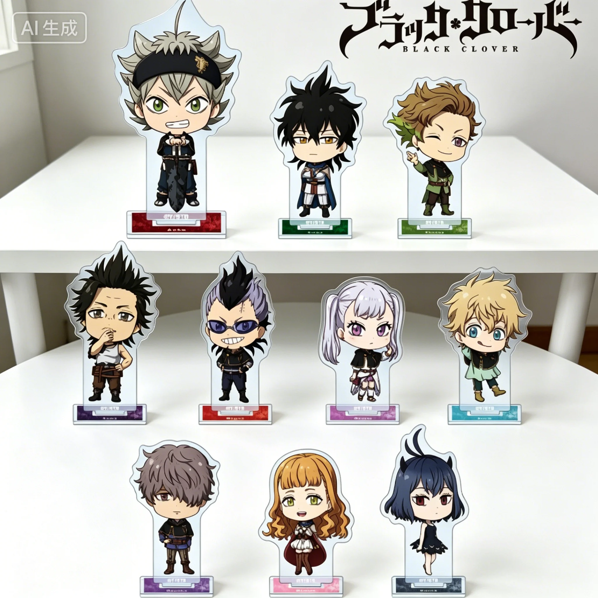 Anime Black Clover Asta Yuno Q-style Figura de acrílico con forma humana, Placa de exhibición, Llaveros, Adorno de escritorio, Regalos para fans