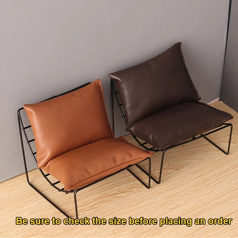 1:6 Scale Moon Chair Miniature Furniture Mini Leather Sofa Single Chair for Doll House Accessories Dark Brown