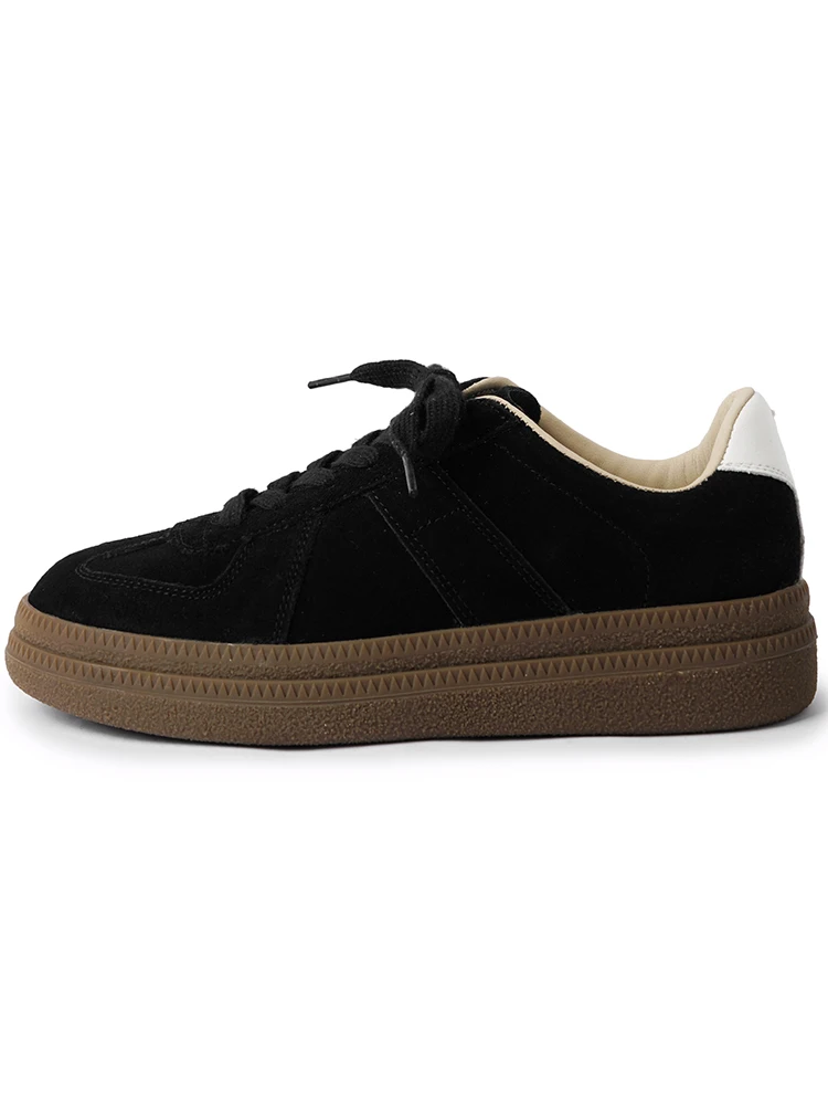 NEW 2025 Punk Women Platform Sneakers Spring Autumn Ladies Lace Up Patchwork Flat Shoes Fashion Round Toe Apricot Black Shoes image 5