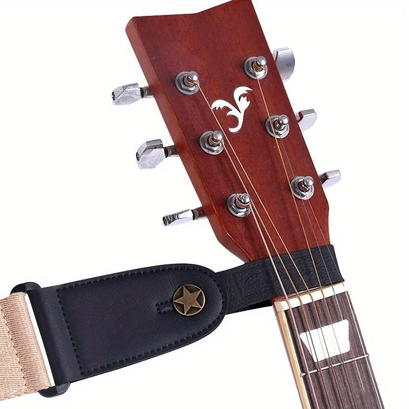 2PCS Guitar Neck Strap Leather Head Belt Holder Button Safe Lock Ukulele Bass Folk Acoustic Electric Guitar Accessories