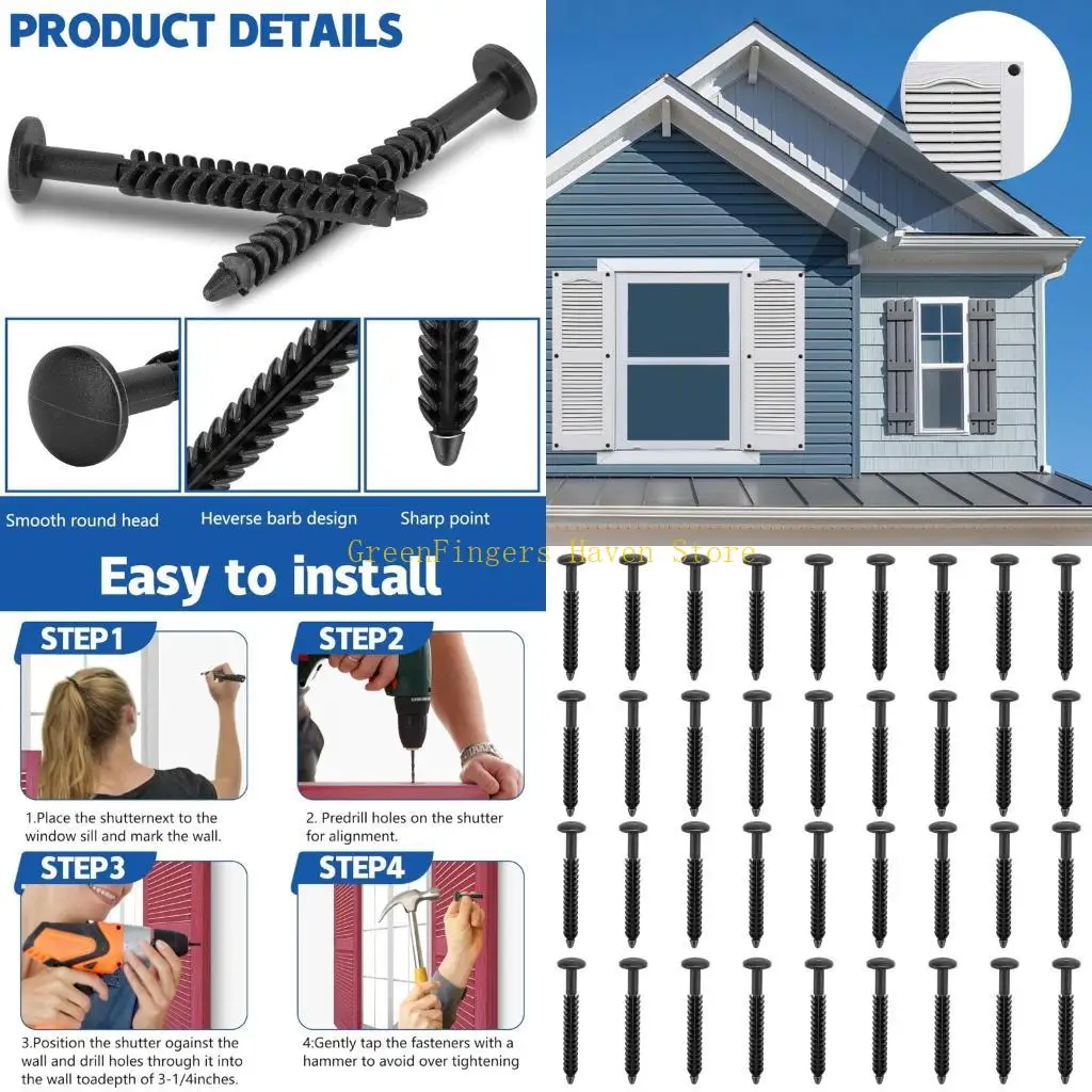 F68D 36Pcs Window Shutter Screws for Installing Decorative Exterior Vinyls Shutters
