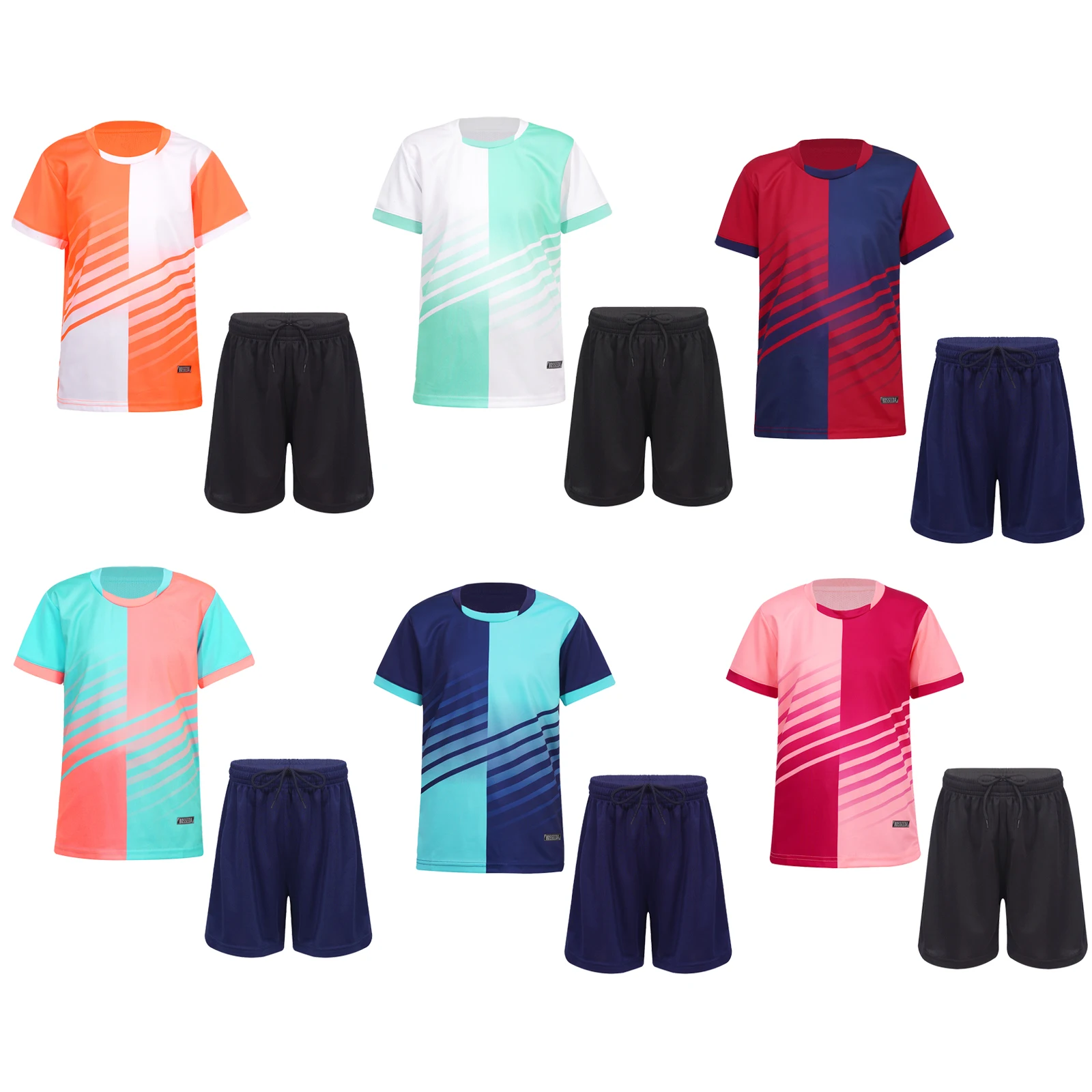 Kids Boys Football Tennis Sport Suit Short Sleeve T-shirt And Shorts Set Soccer Basketball Uniform Game Training Sportswear