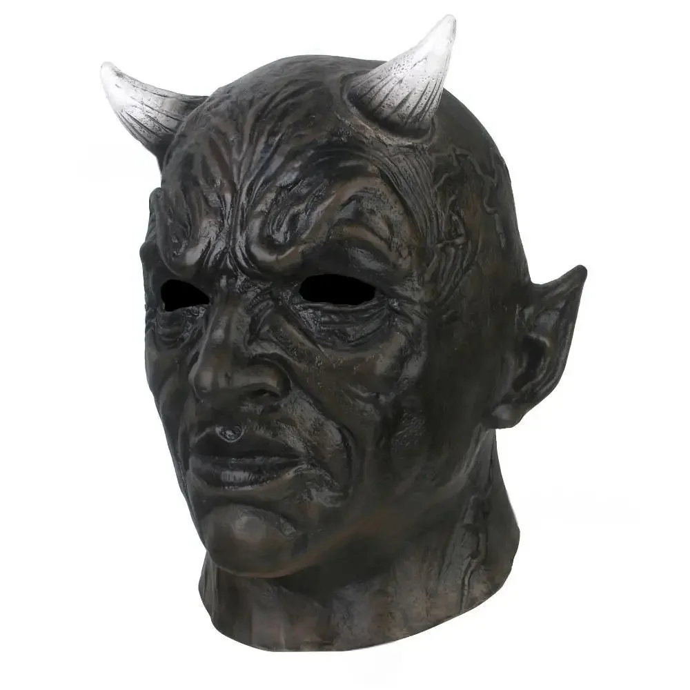 Mephistopheles Black Devil Cosplay Costume maschera adulto Unisex lucifero maschere in lattice mostro copricapo Demon accessorio Halloween Prop