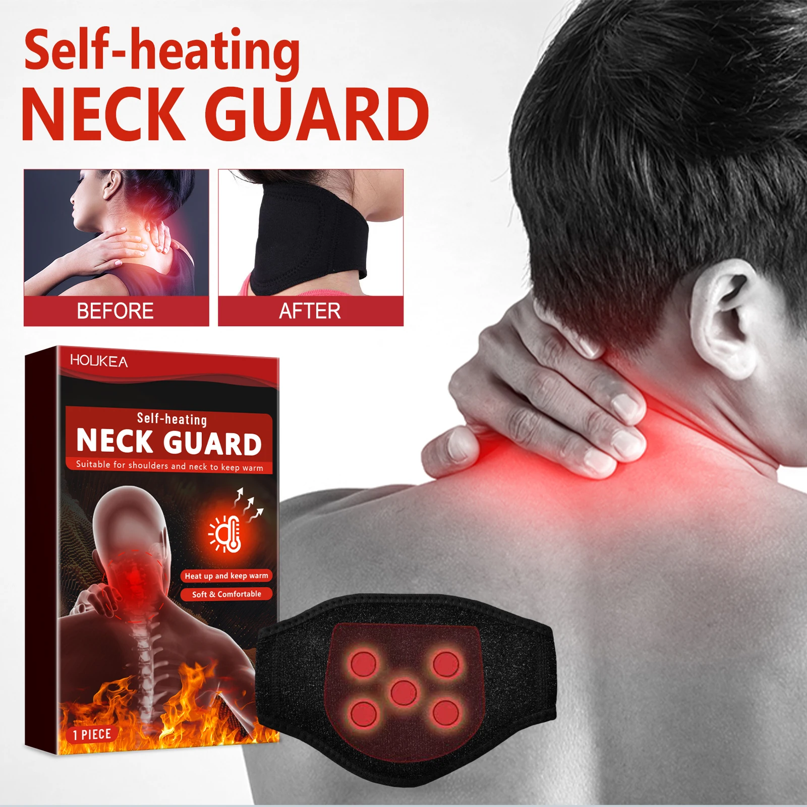HouKea Self-heating Neck Guard Warming Magnetic Therapy Neck Support Brace For Relaxation And Warmth Pain Relief Neck Support