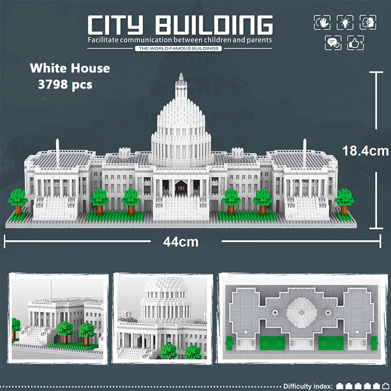 City Architecture Liberty Statue Big Ben Eiffel Tower Micro Building Block Pair Moscow London Cathedral Diamond Construction Toy