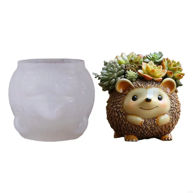 

77HE Flowerpot Mould Silicone Hedgehog Planter Mold for Crafting Resin Jewelry Decorative Planters Multiple Materials