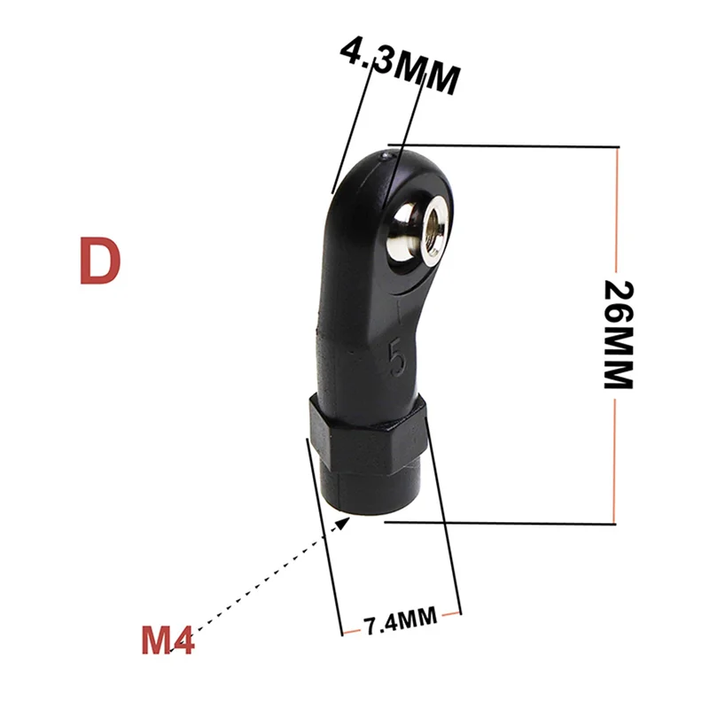 40 Stücke Kunststoff M4 Stangenendverbindungskugeln Gelenkkopf Für 1/10 RC Car Crawler Axial Scx10 II 90046 Traxxas Trx4, D-AA02