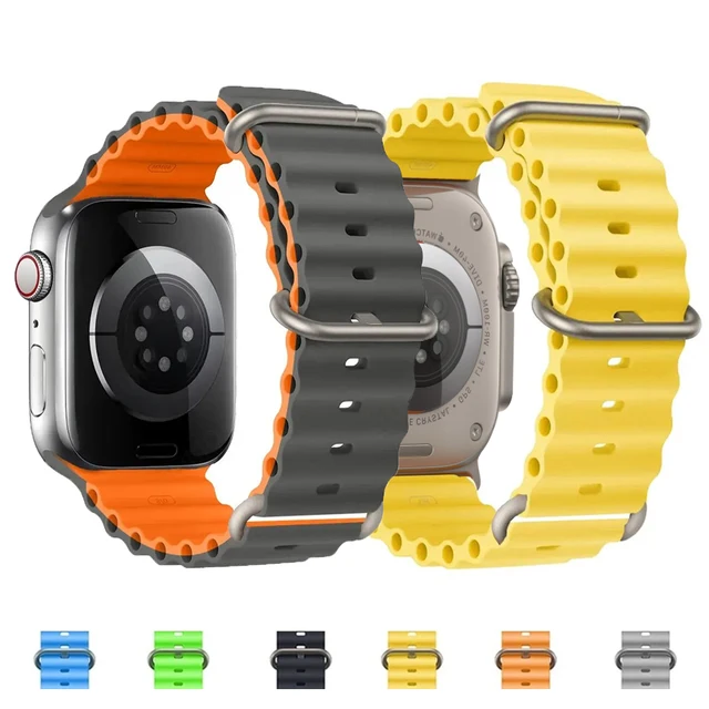 do zegarka Apple Watch Ultra Band 49 mm 45 mm 44 mm 42 mm 38 40 mm 41 mm Sportowa silikonowa bransoletka correa iWatch seria 9 7 8 4 5 6 SE 2 Pasek