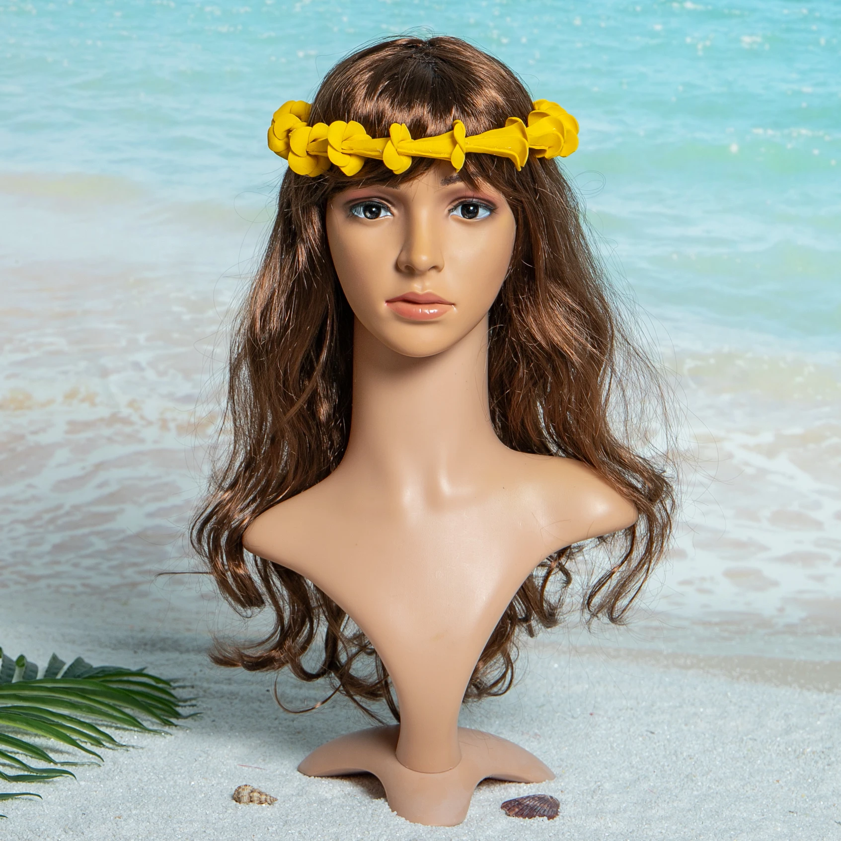 50CM 3Colors Elastic Headband Crown flower Foam Lei headpiece Accessories for Women at Hawaii Dance Party Hula Girl