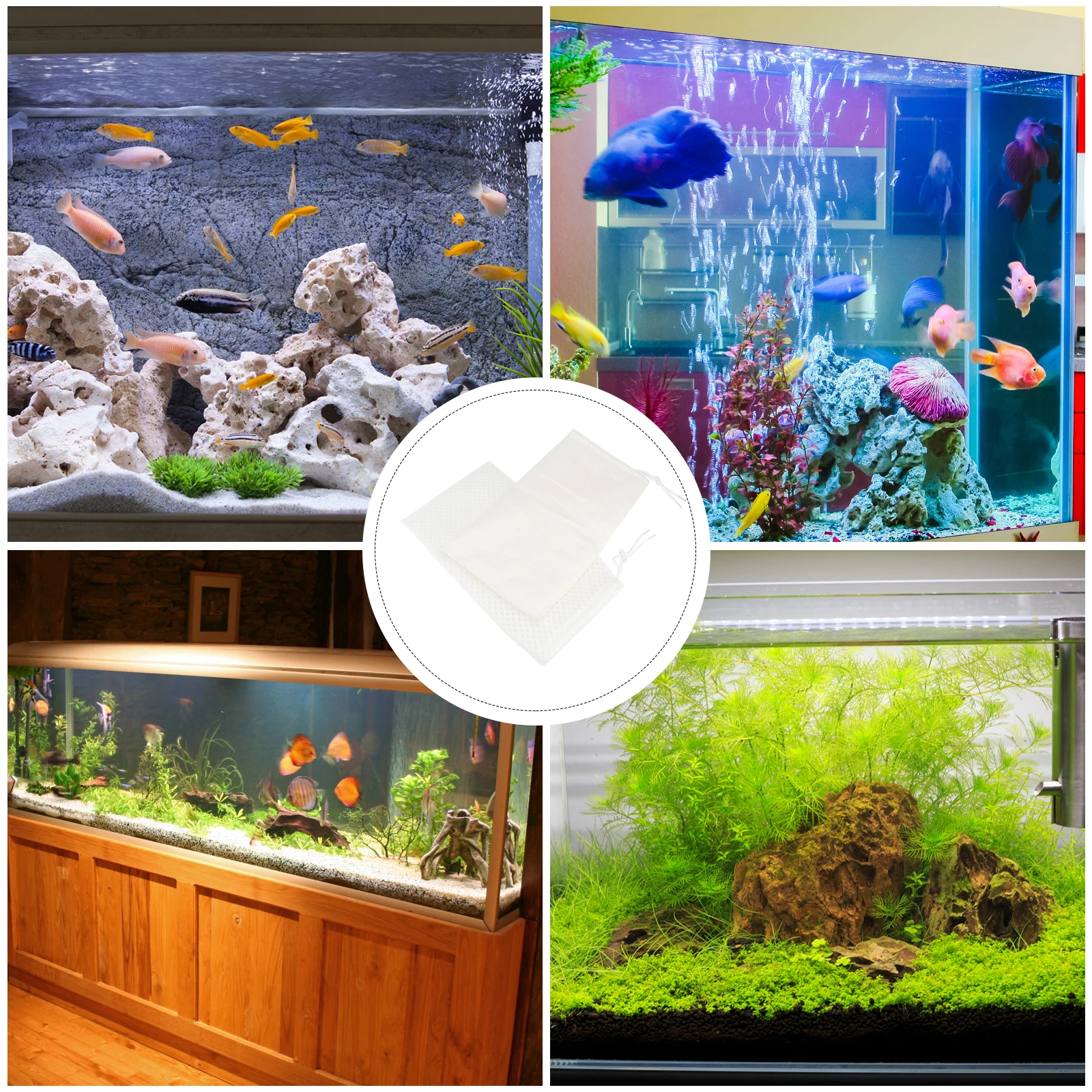 

2pcs Filter Bag For Fish Tank Mesh Structure Design Non-Woven Aquarium Filter Bag Efficient Filtration Tool Accessory