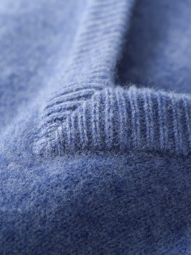 

Мужской осенне-зимний свитер с V-образным вырезом, повседневный пуловер из 100% мериносовой шерсти, толстый теплый кашемировый трикотаж, базовый стиль, верхняя одежда