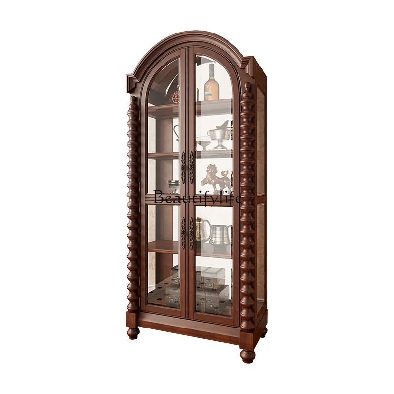 

American all-solid wood wine cabinet household living room European large-capacity locker