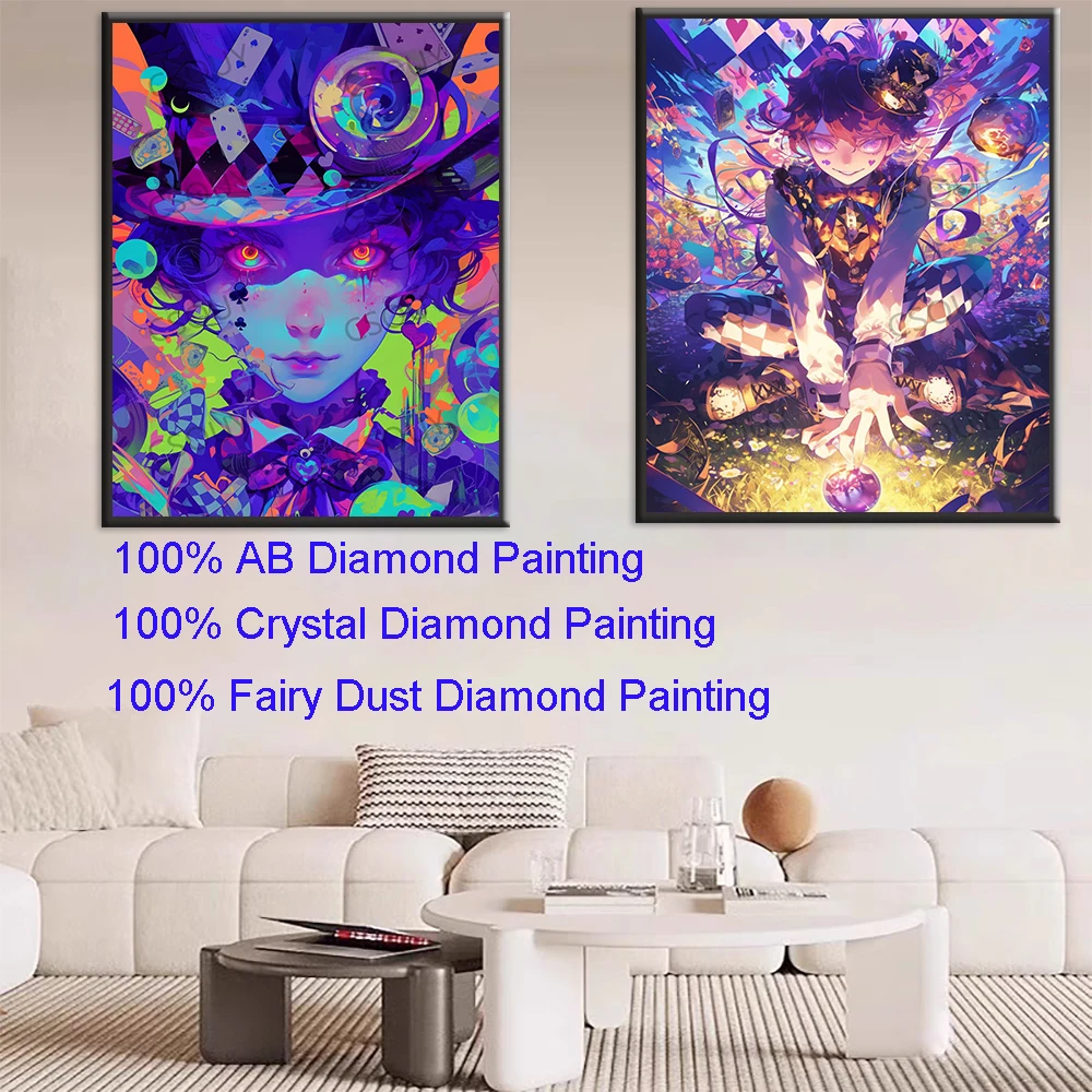 Mysterious Figure Hat 100% Fairy Dust Square Diy Diamond Painting Cross Stitch Embroidery Mosaic Home Decor Needlework Crystal