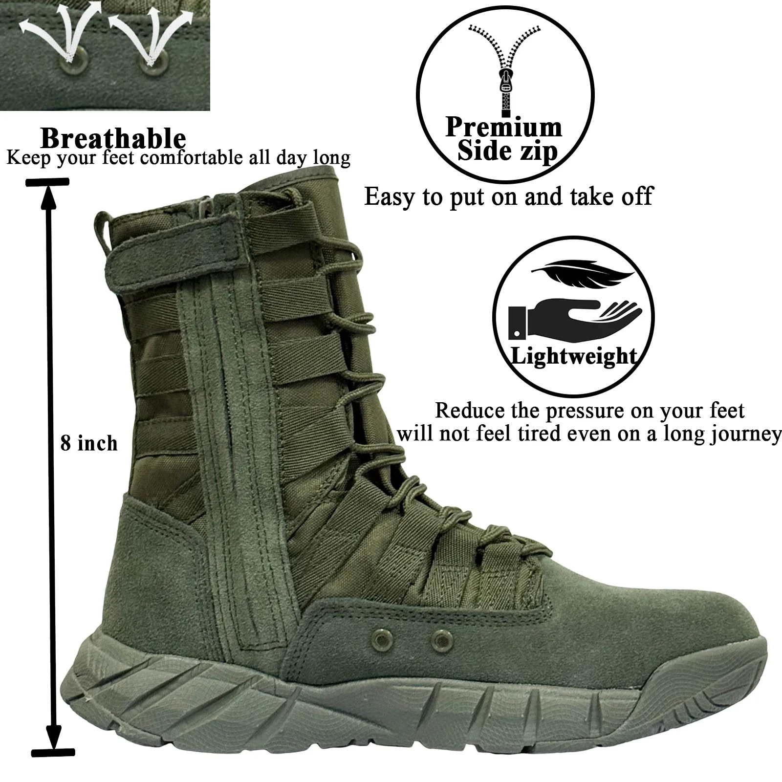 LAHORS® Lightweight Suede Leather Tactical Combat Boot Men Outdoor Hiking Desert Army Shoes Breathable Male Ankle Boots Man made