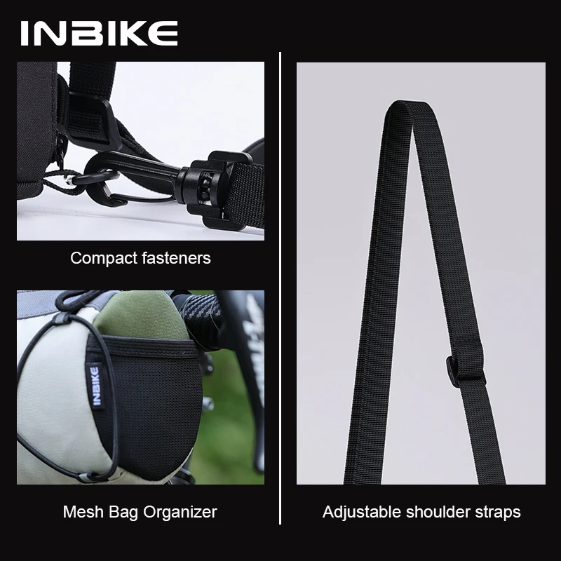 INBIKE Bike Handlebar Bag Water-Resistant Bicycle Front Bag Storage with Shoulder Strap Road Mountain Bike Cycling Travel Bags