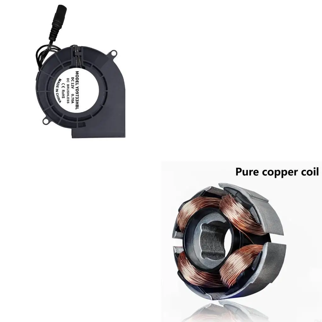 

P82E Compact 12V Бесщетающий вентилятор вентилятор 97 мм. Центробежный вентилятор для шарикового вентилятора для угля