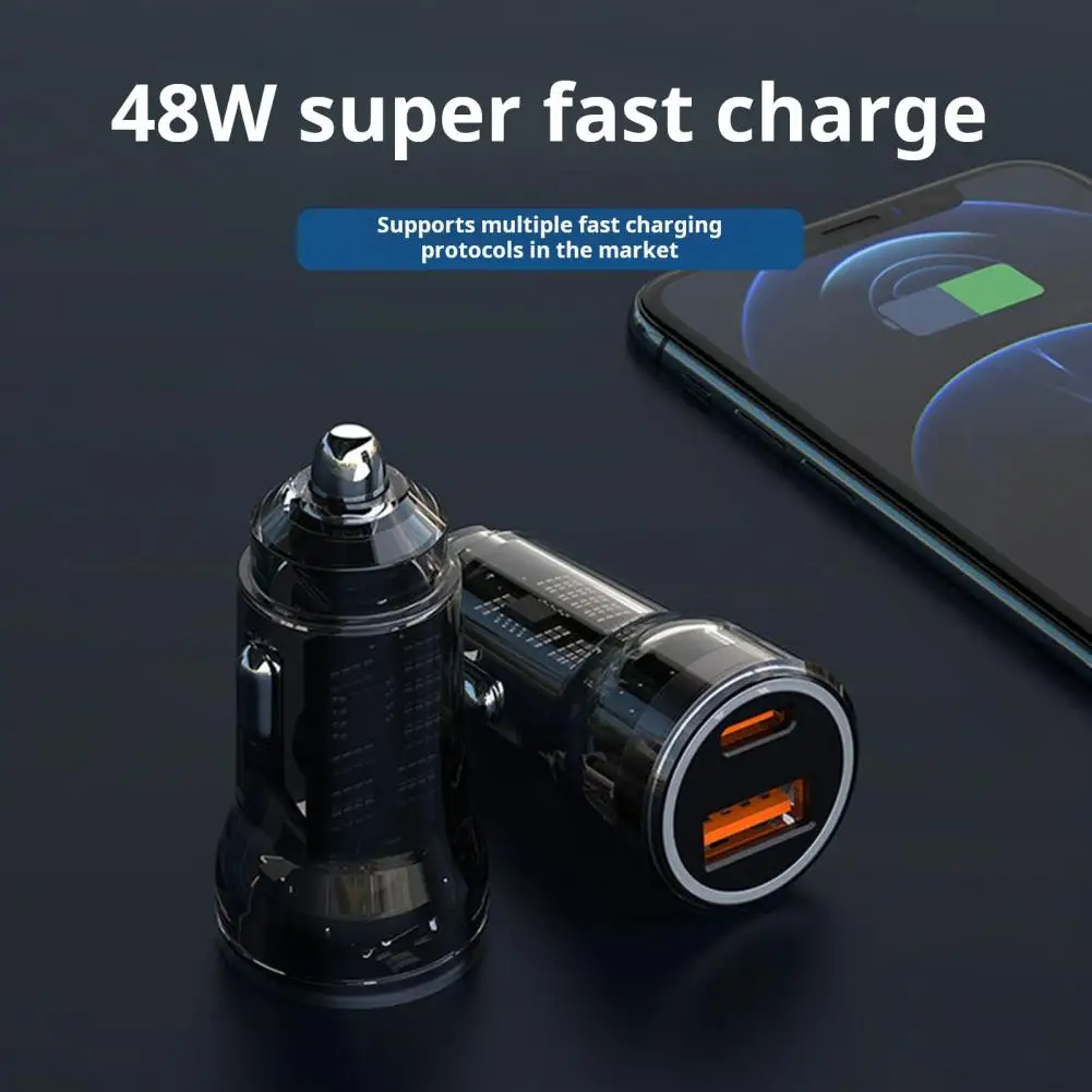 Fast Charging Car Adapter Fast Charging Usb-c Car Charger with 2-port Type-c Adapter Fire-proof Flame-retardant Reliable 48w Car