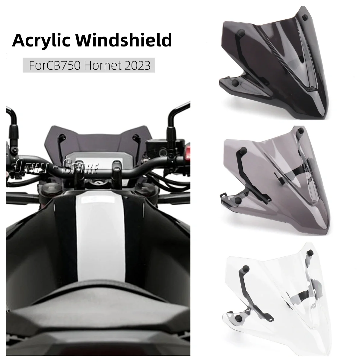 

Для Honda CB750 Hornet 2023, лобовое стекло мотоцикла, акриловый ветрозащитный дефлектор, передний обтекатель, аксессуары для мотоциклов