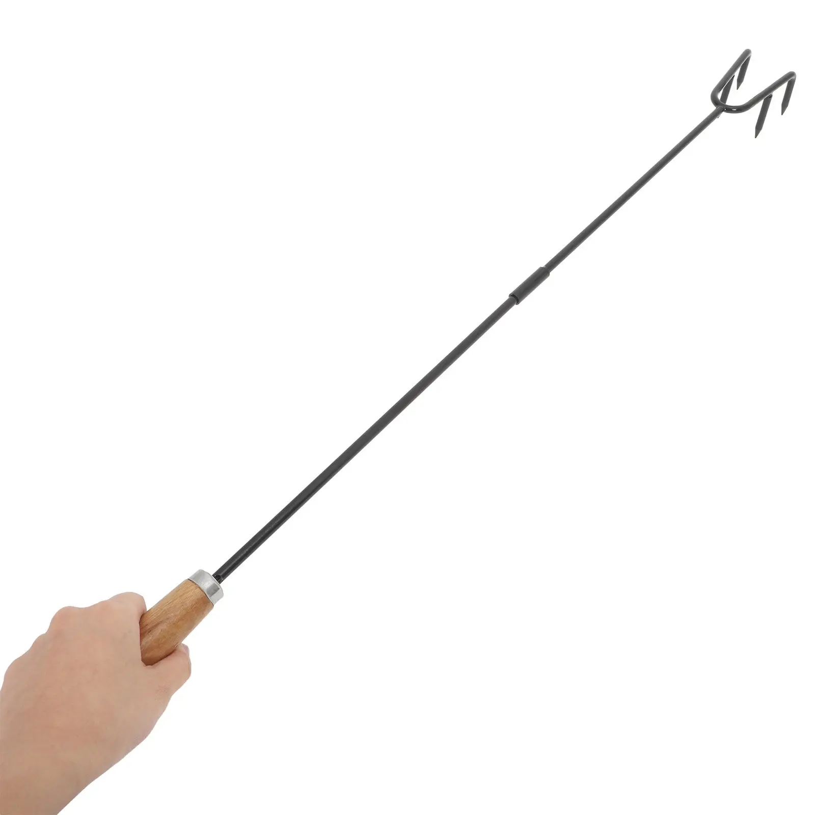Two-Section Spliced Fire Poker Long Handled Fire Hook for Outdoor Fireplace Indoor Wood Stove Bonfire Tools Campfire Accessories
