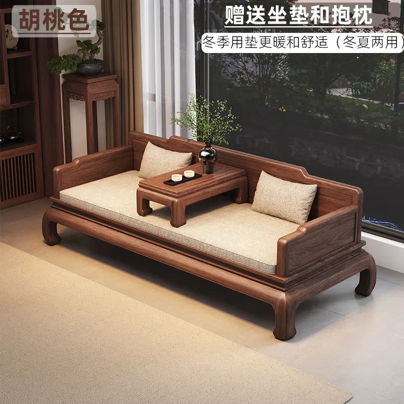 for Golden Silk Walnut Arhat Bed All Solid Wood Sofa Bed Small Apartment New Chinese Style Winter Summer Dual Purpose with