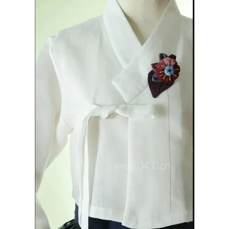 Traditional Korea Shirt Women Blouse Underwear Cotton Tops Daily White Spring Hanbok Stage