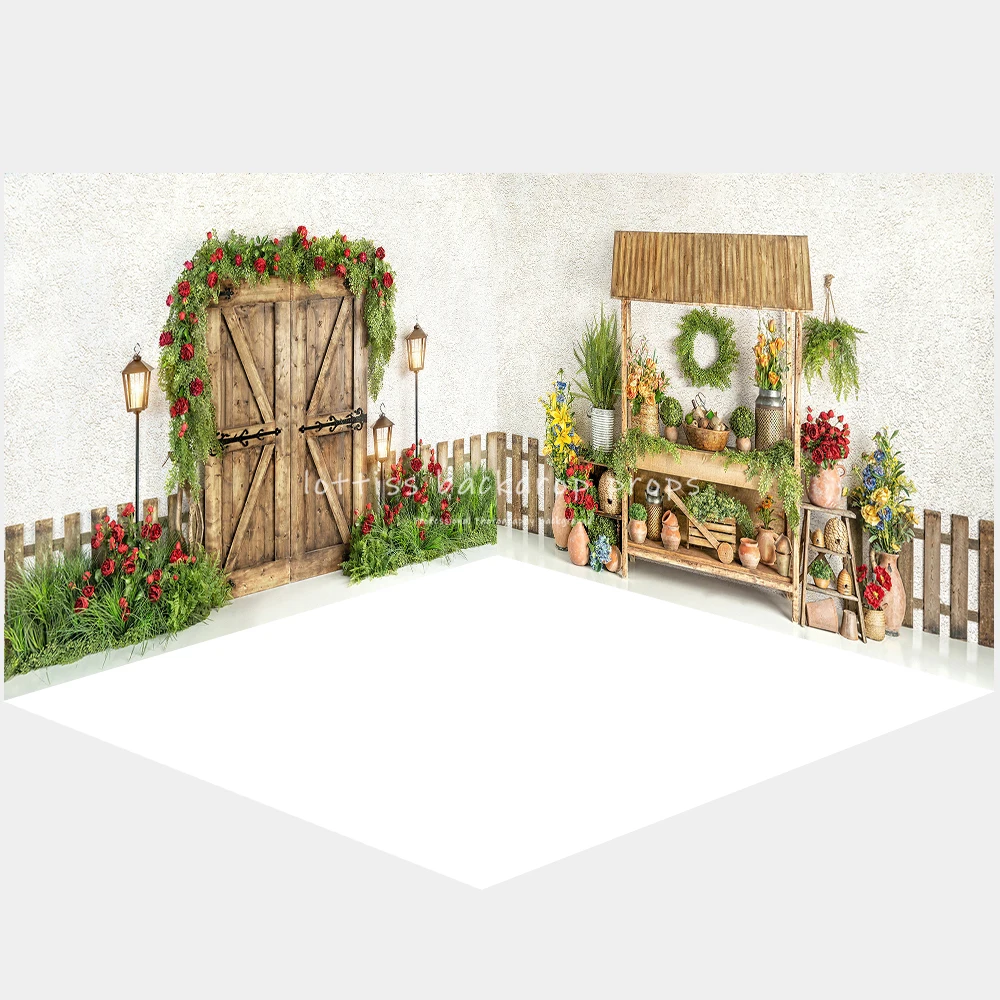 Spring Roses Doorway Room Backdrops Kids Girl Photography Decors Child Adult Photostudio Props Floral Garden Background