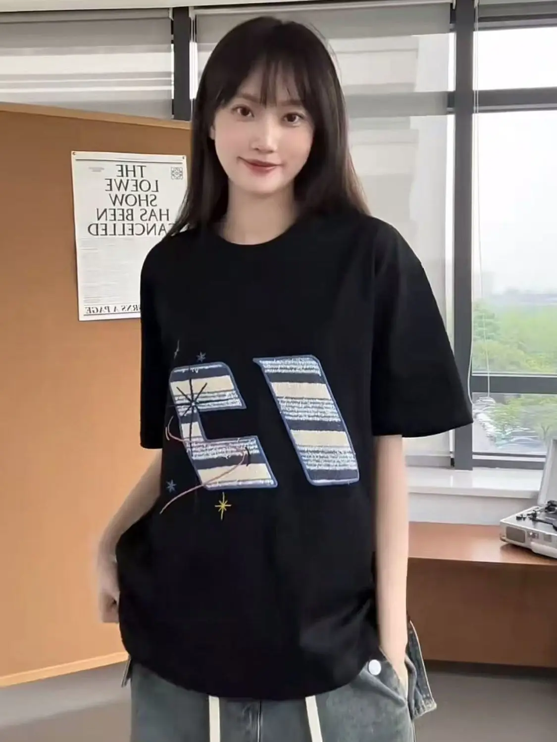

High Street American Heavy Industry Embroidered Letters Short Sleeve T-shirt Women Summer New Niche Design Loose Slim Top