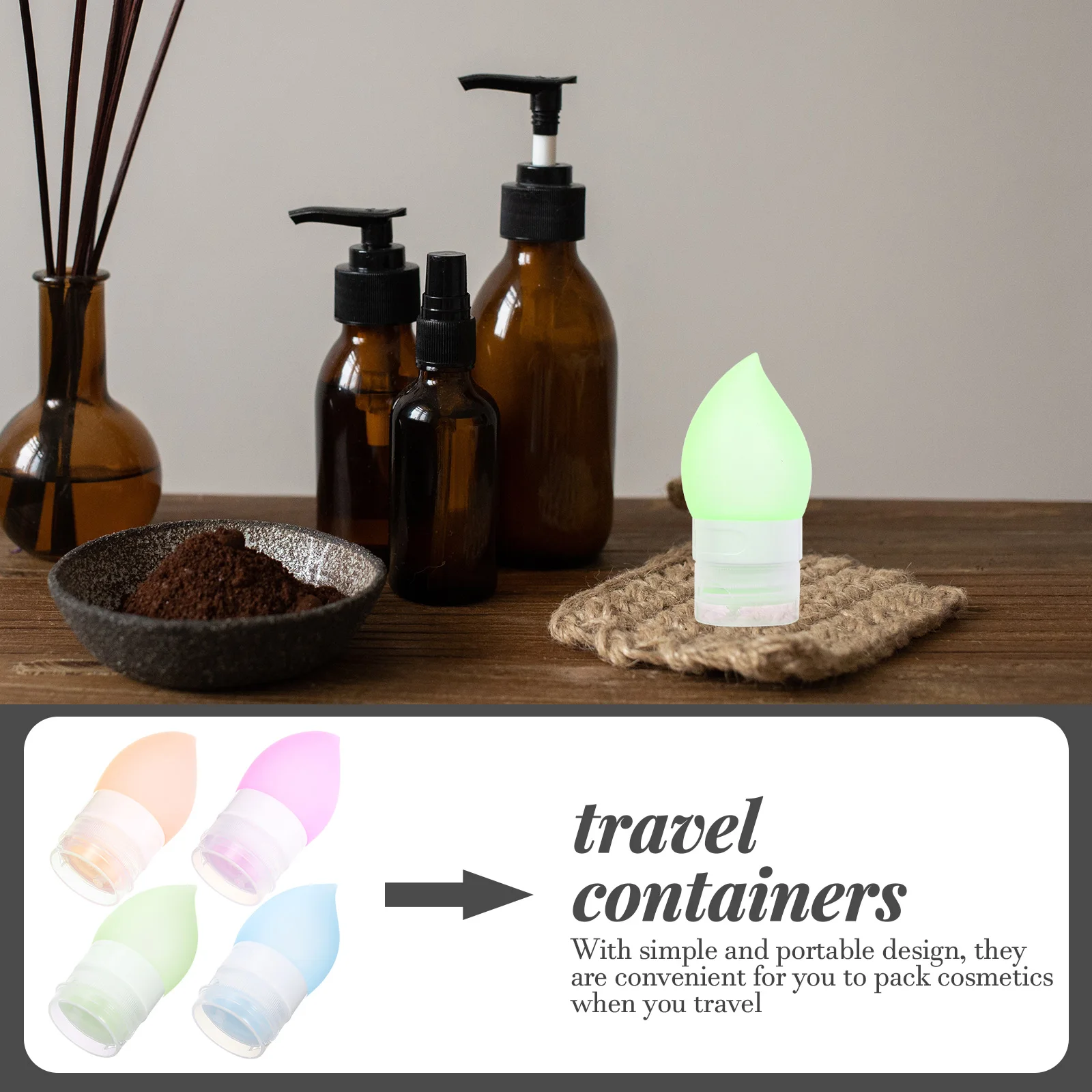 

4pcs Silicone Travel Bottles Shampoo Dispenser H Cream Lotion Separate Cosmetics Portable Leak Tool