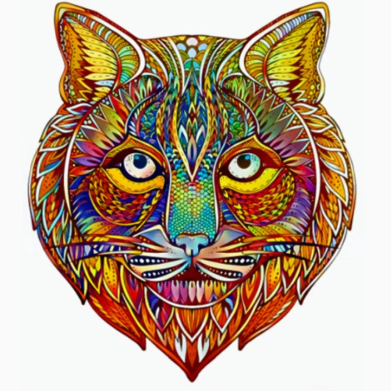 

Unique Shape Animal Wooden Puzzle for Adults Leopard Cat Home Puzzle Art Toys Family Games Home Decoration