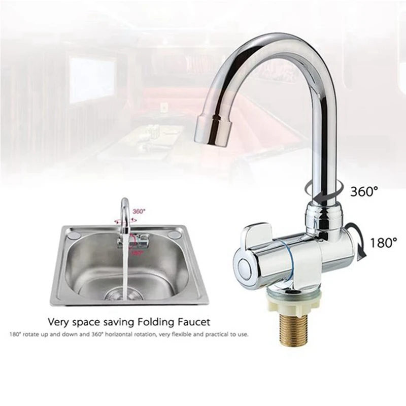 Rotation Copper Basin Faucet Cold Deck Kitchen Folding Caravan Bathroom Tap for Marine Boat Deck Camper