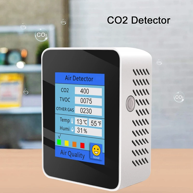 Detector de CO2, Monitor de temperatura/humedad, calidad del aire, Detector de TVOC, pantalla LCD, dióxido de carbono, TVOC