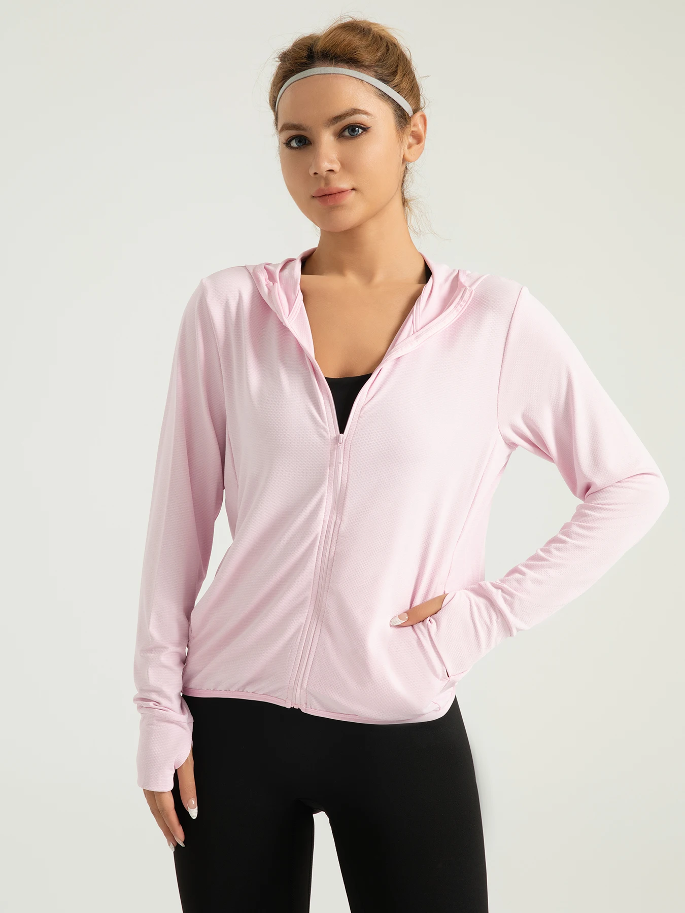 

Куртка женская с капюшоном, тонкая жаккардовая дышащая верхняя одежда для защиты от солнца, с длинным рукавом, для улицы